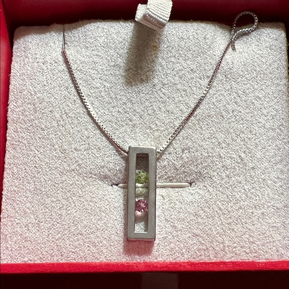 Elegant Silver Necklace with Multicolor Gemstones